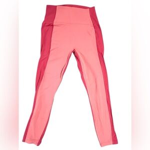 Athleta Burgundy and Pink Colorblock Leggings -Small P